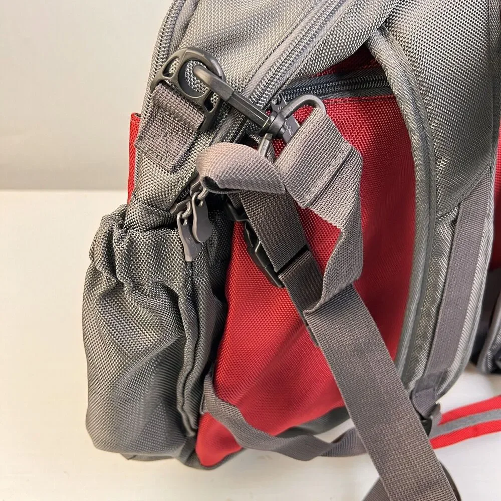 simplygood Smart Square Diaper Bag Red Insulated Backpack Zipper Compartments